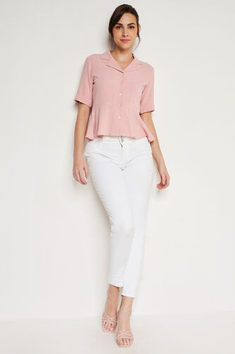 Peach Solid Flounce Top, Peach, image 4