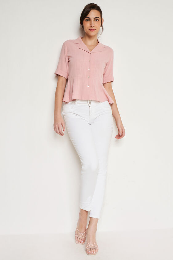 Peach Solid Flounce Top, Peach, image 4
