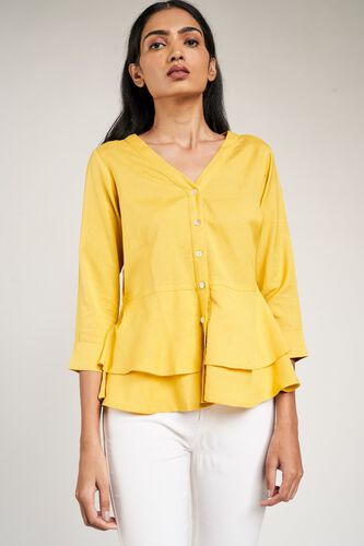 2 - Yellow Solid Peplum Top, image 2