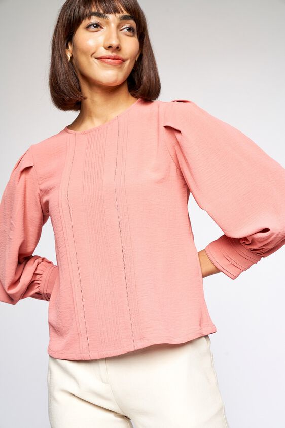3 - Peach Solid Ruffles Top, image 3
