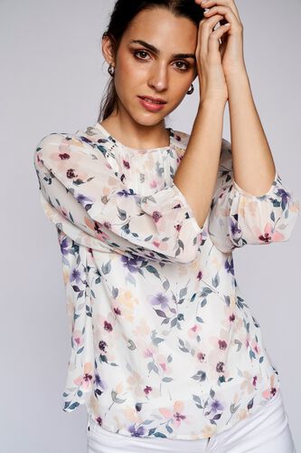 2 - White Floral Curved Top, image 2