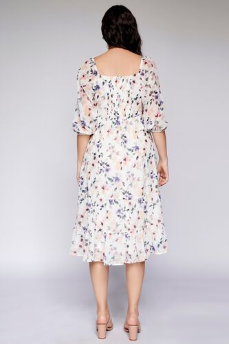 3 - White Floral Curved Dress, image 3