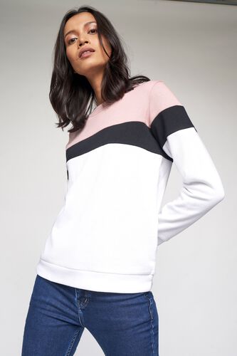 3 - White/Pink Solid Sweater Top, image 3