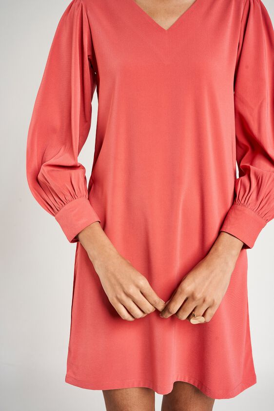 8 - Peach Solid A-Line Dress, image 8