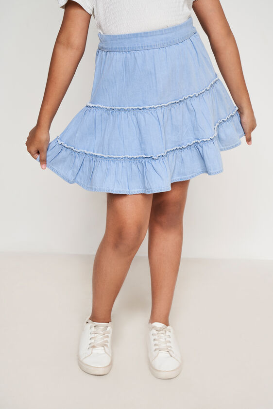 Light Blue Solid Flared Skirt, Light Blue, image 1