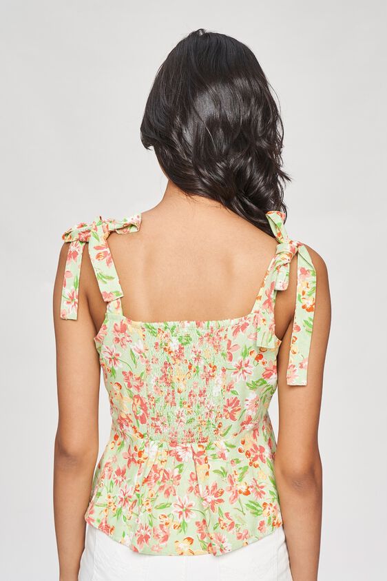4 - Lime Floral Printed Peplum Top, image 4