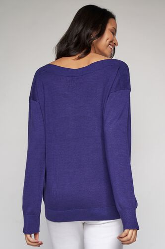 5 - Ink Blue Self Design Sweater Top, image 5