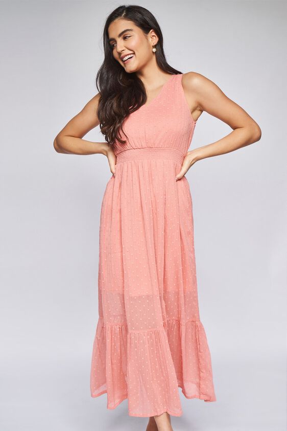 2 - Peach Self Design Fit and Flare Gown, image 2