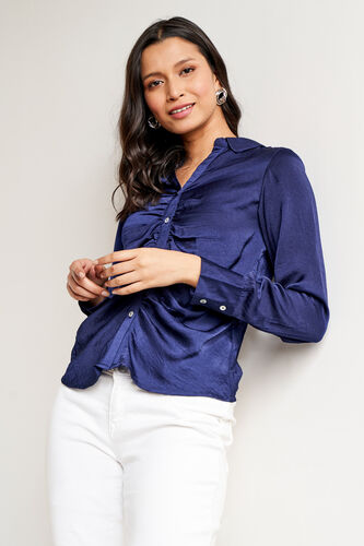Solid Straight Top, Navy Blue, image 3
