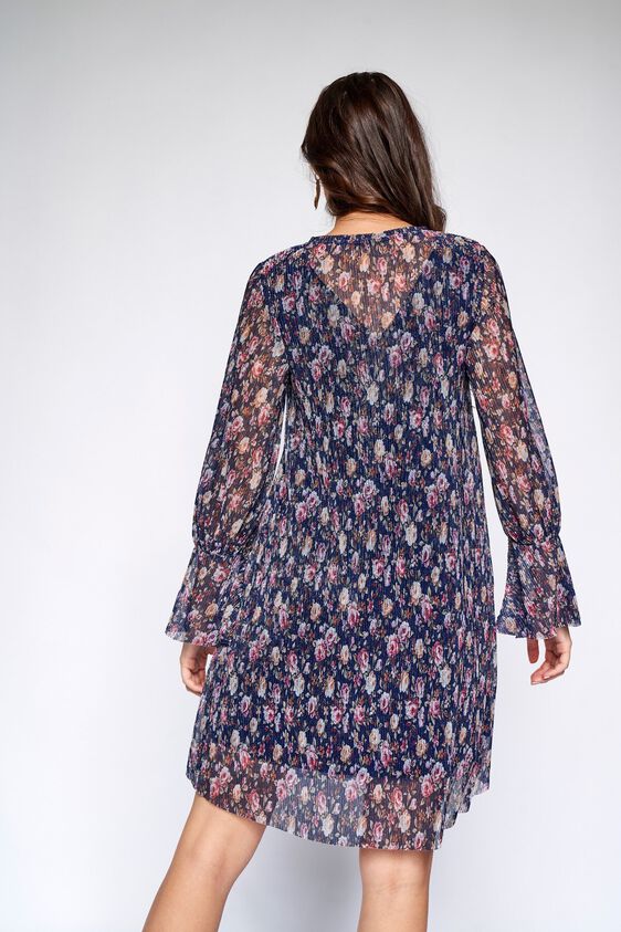 5 - Navy Floral A-Line Dress, image 5