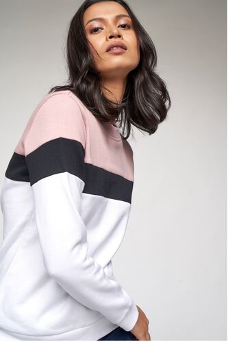 1 - White/Pink Solid Sweater Top, image 1
