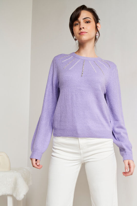 Lilac Self Design Regular Top, Lilac, image 5