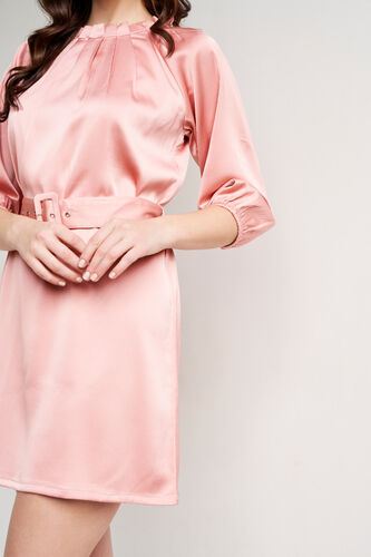 Peach Solid Straight Dress, Peach, image 6