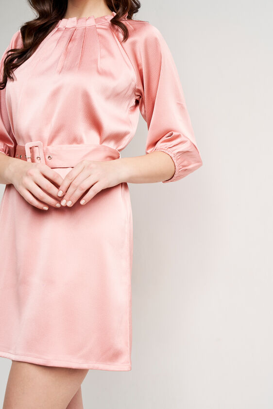 Peach Solid Straight Dress, Peach, image 6