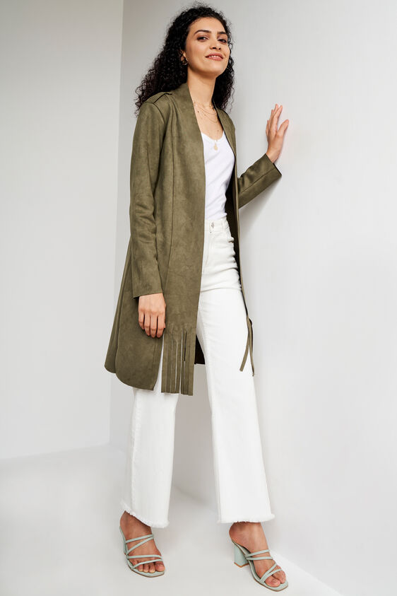 Olive Solid Straight Jacket, Olive, image 3