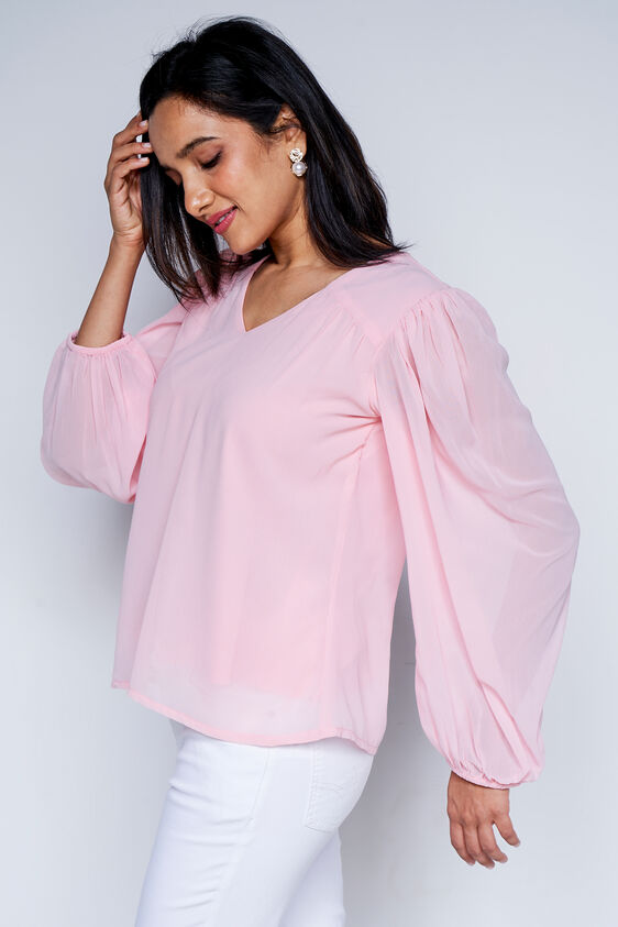 Pink Solid Straight Top, Pink, image 4