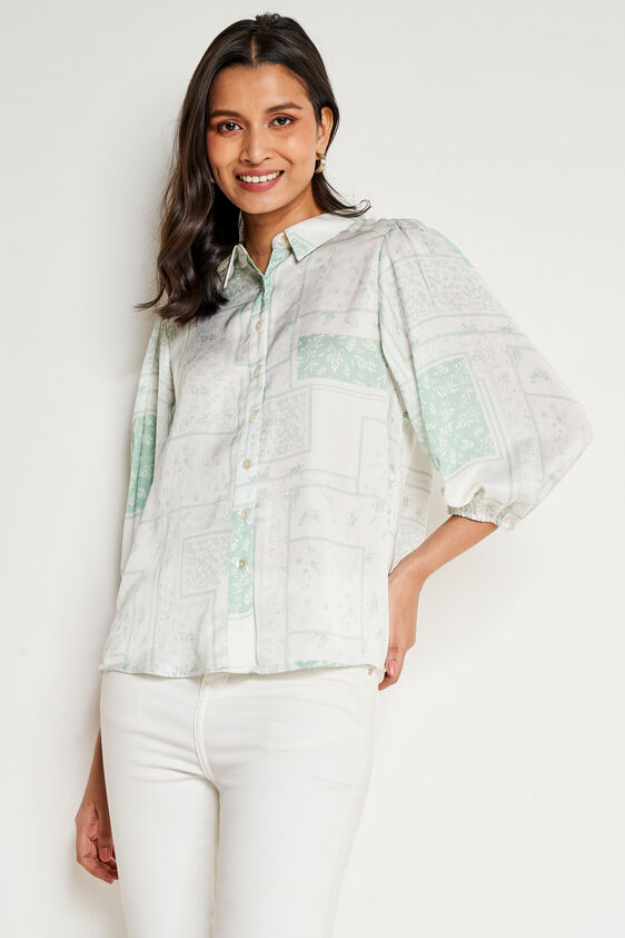White Solid Straight Top, White, image 2