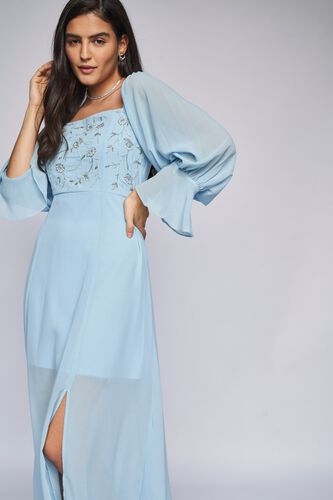 2 - Powder Blue Solid Fit and Flare Gown, image 2