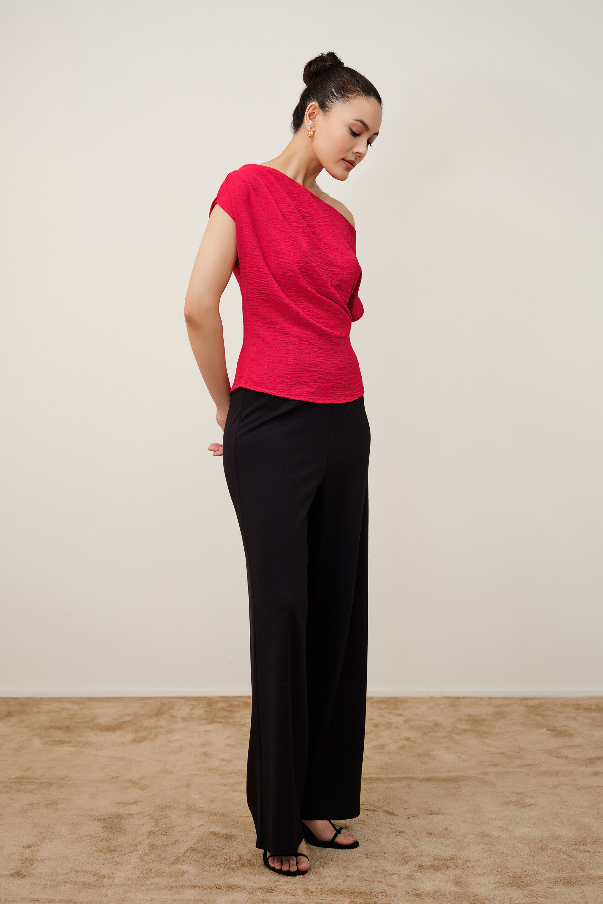 Poppy Red Drop-Shoulder Top, Red, image 4
