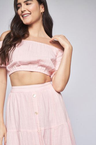 1 - Pink Self Design Cropped Set, image 1