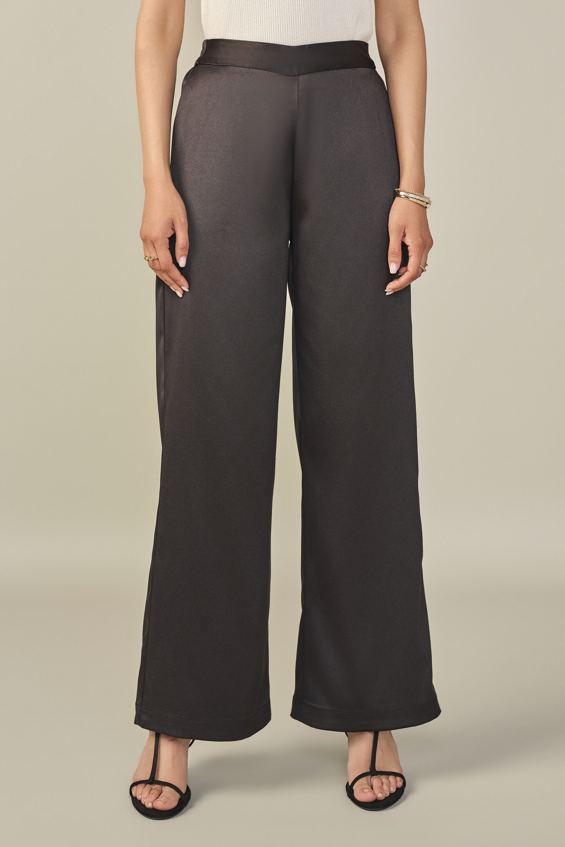 Satin Trousers in Black