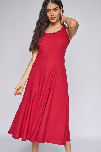 3 - Red Solid Straight Dress, image 4