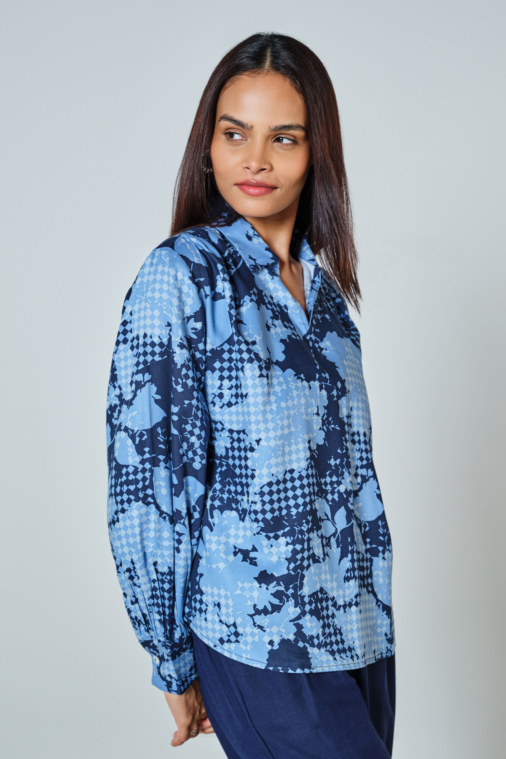 Nessa Floral Top, Blue, image 4