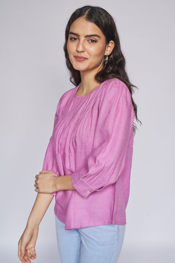 4 - Lilac Self Design Blouson Top, image 4