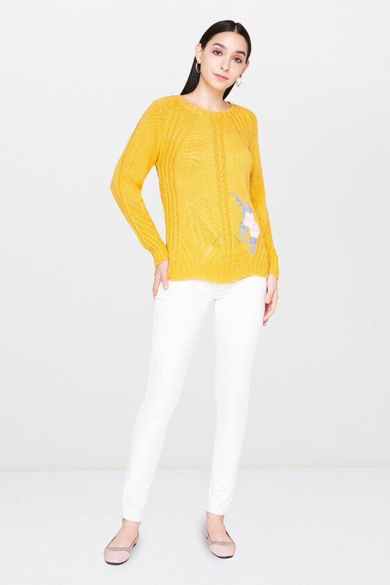4 - Ochre Round Neck Sweater Top, image 4