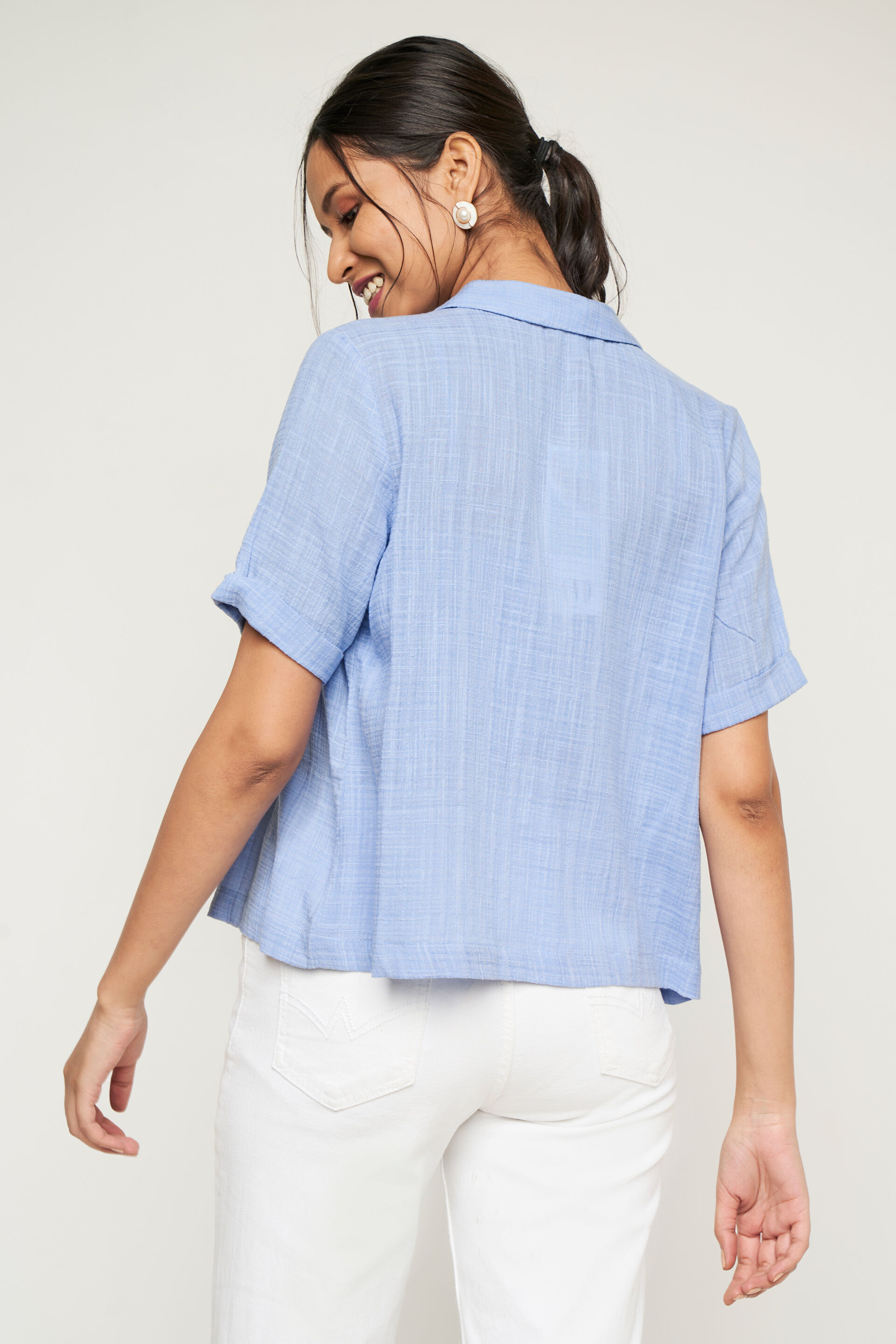 Blue Solid Short Sleeves set, Blue, image 3