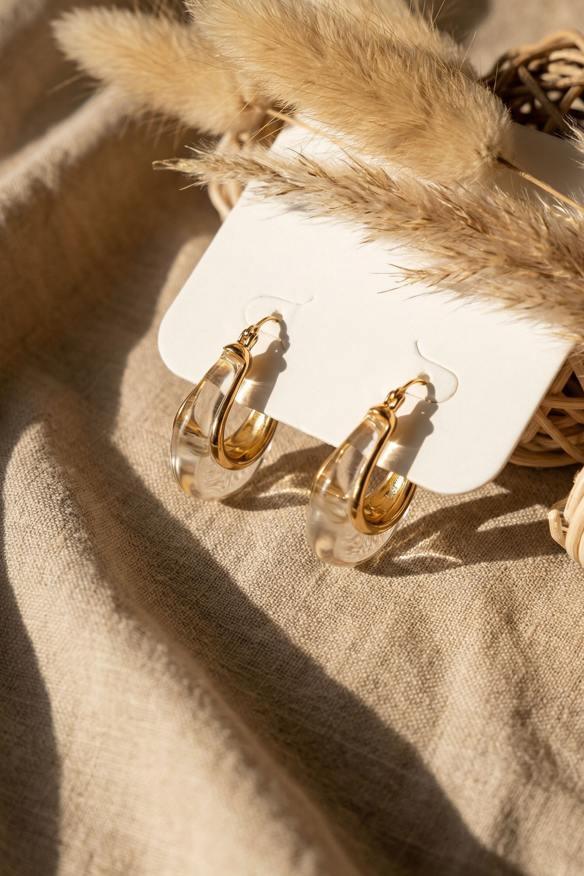 Chunky Golden Hoop Earrings, , image 3