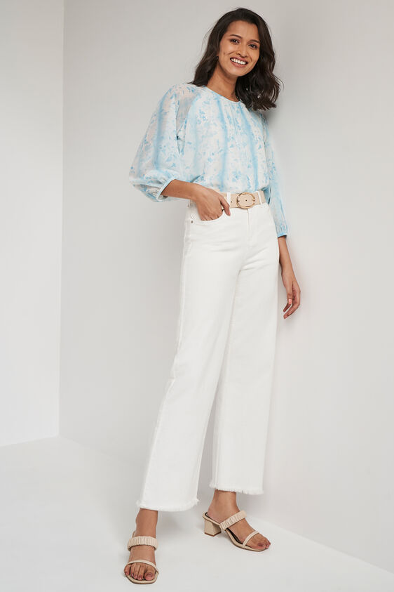 Sky Blue Regular Length Curved A-Line Top, Sky Blue, image 2