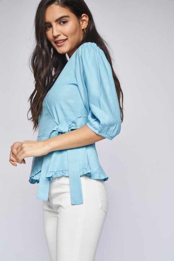 1 - Blue Solid Curved Top, image 1