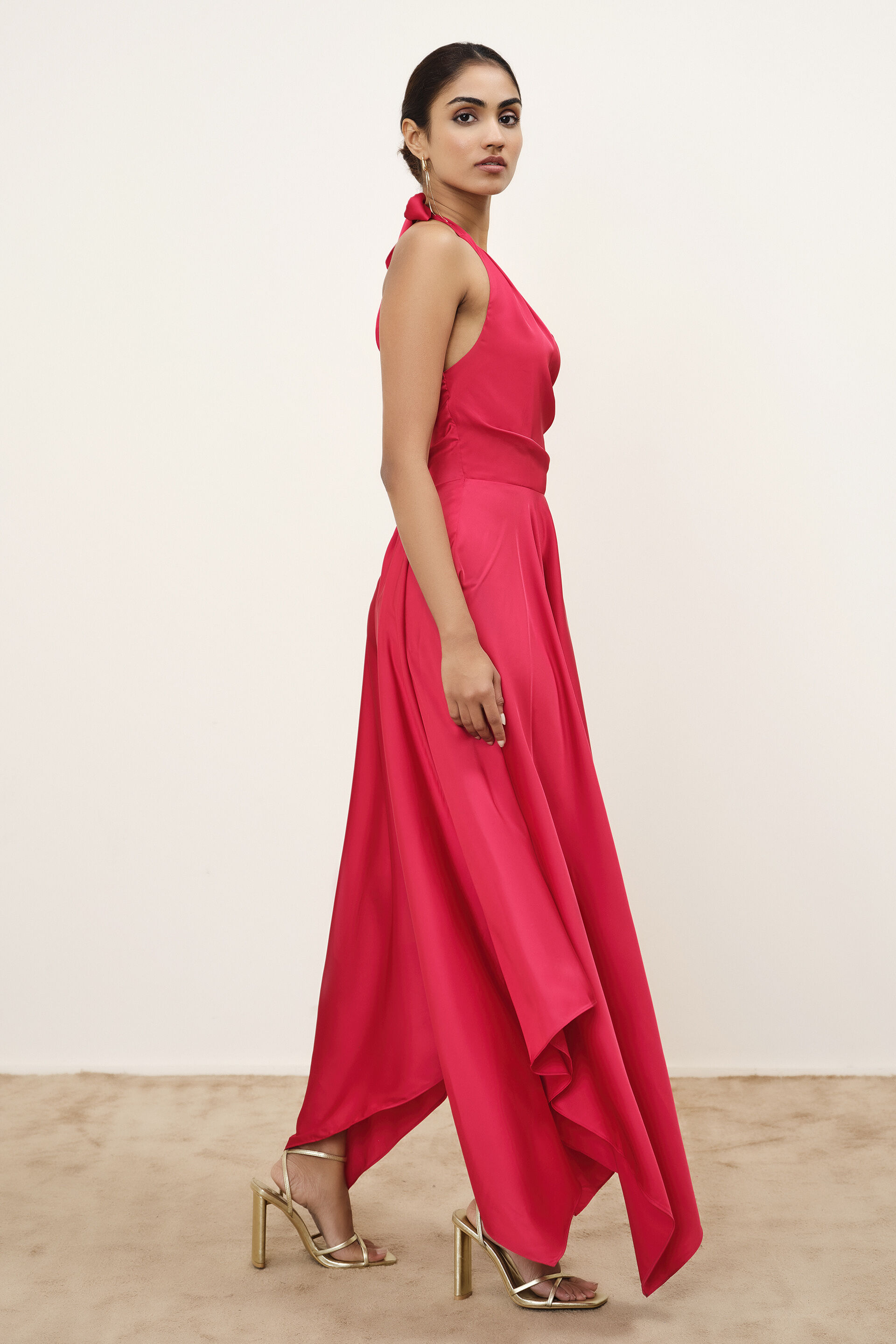 Rose Red Halter Dress, Red, image 3