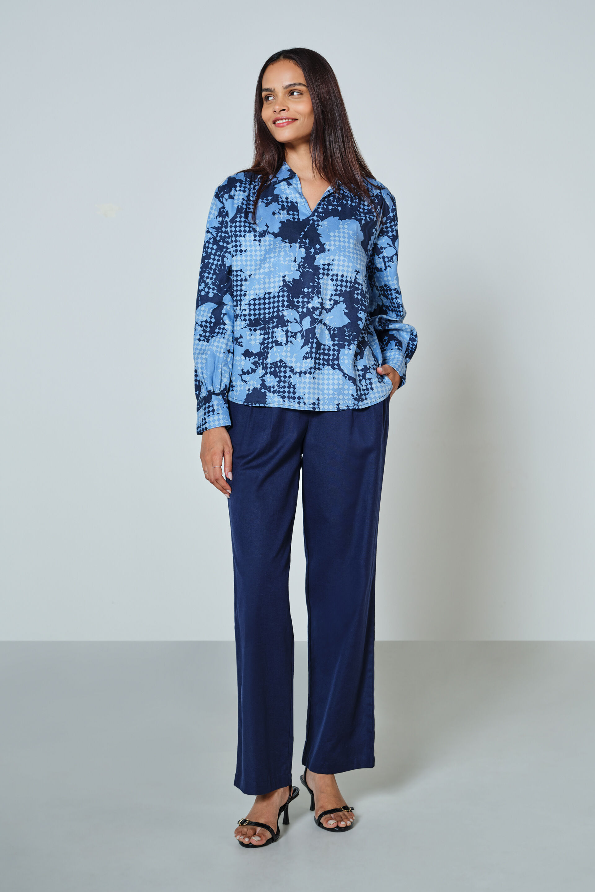 Nessa Floral Top, Blue, image 2