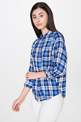 3 - Blue Checks Shirt Style Cuff Top, image 3