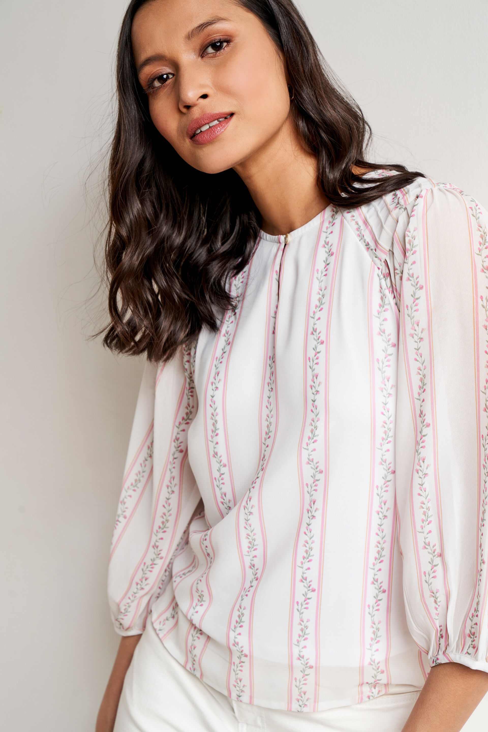 White Stripes Straight Top, White, image 2