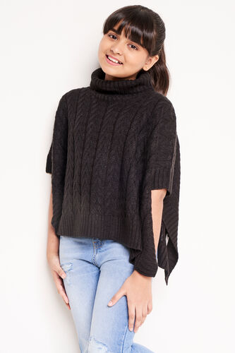 Black Solid Kaftan Top, Black, image 2