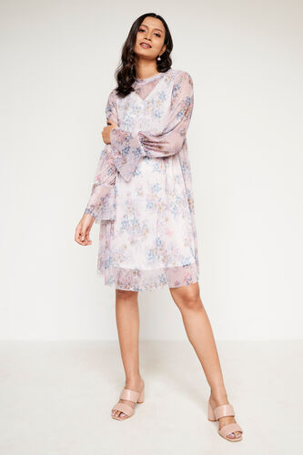 Powder Blue Floral Straight Dress, Powder Blue, image 2