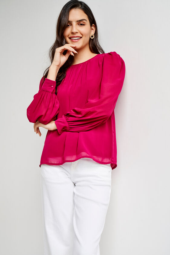 Pink Solid Straight Top, Red, image 2