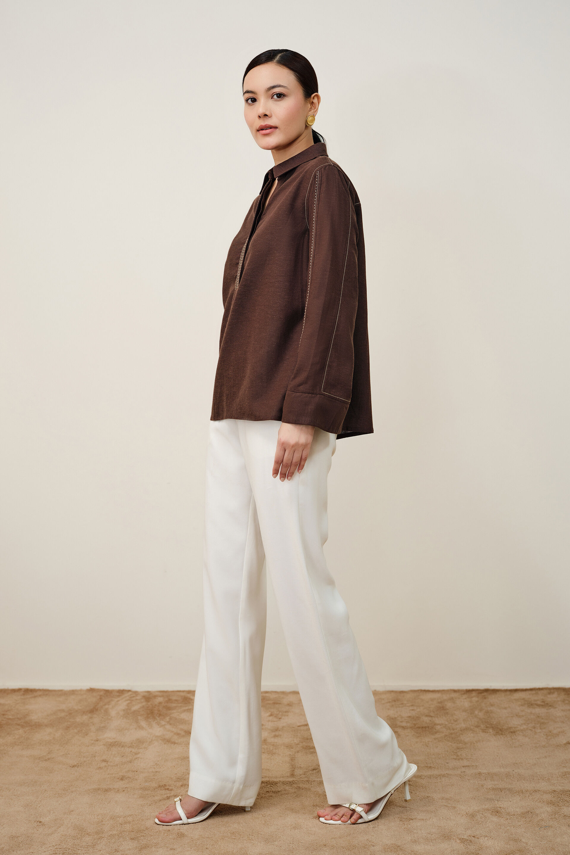 Orelia Brown Top, Brown, image 4