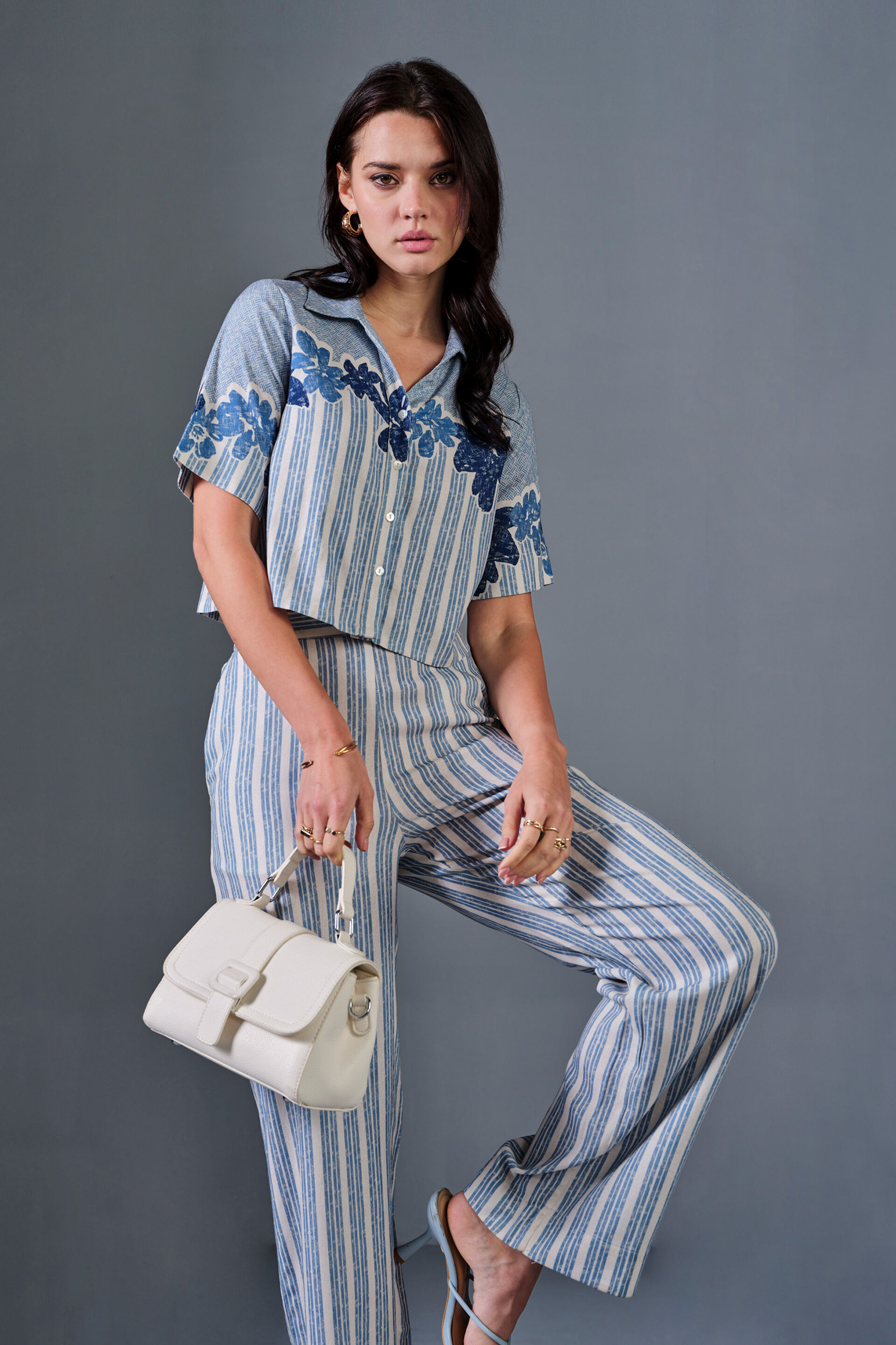 Blueming Viscose Blend Co-ord Set, Blue, image 4