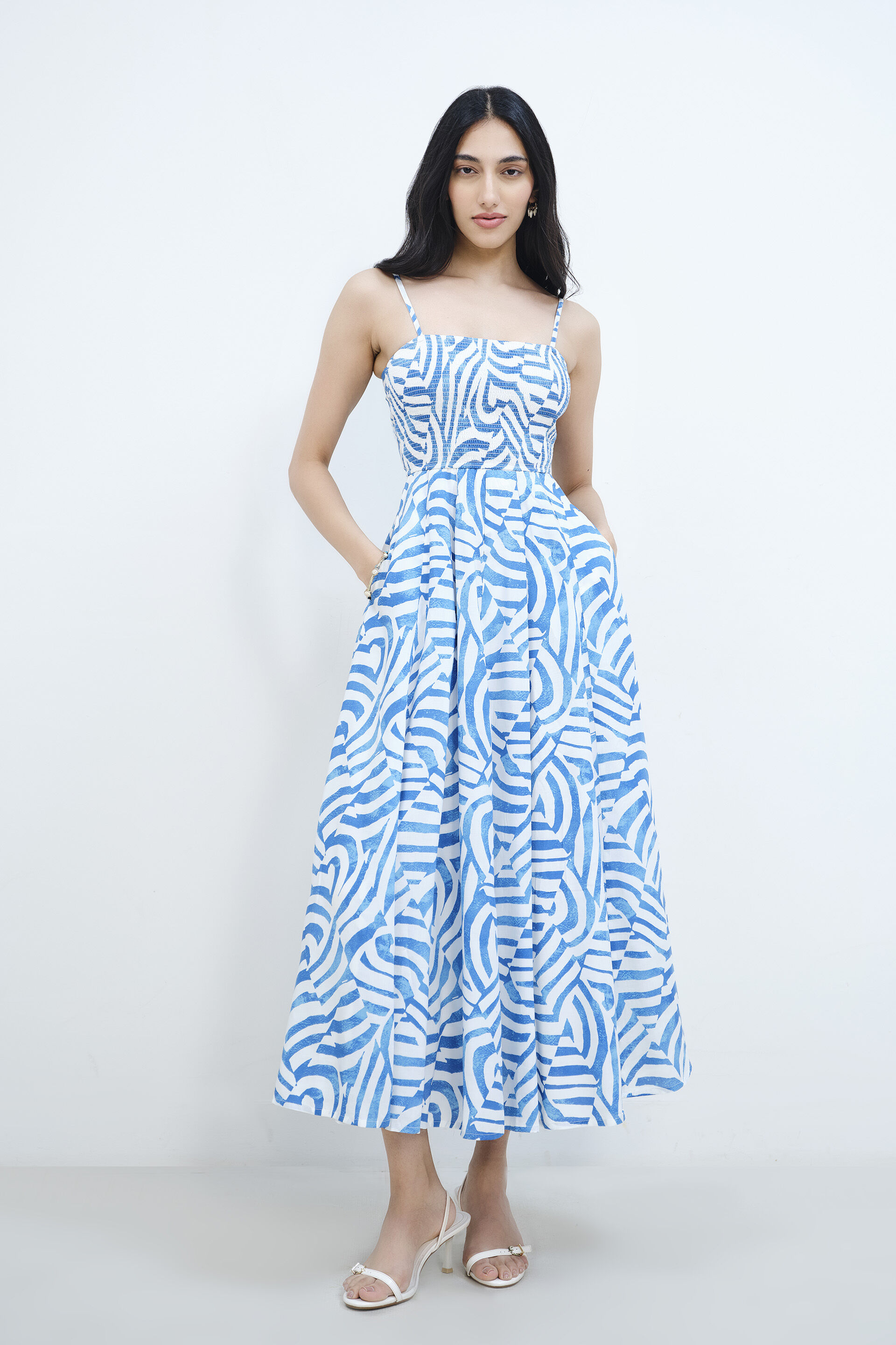 Blue Lagoon Modal Dress, White, image 1