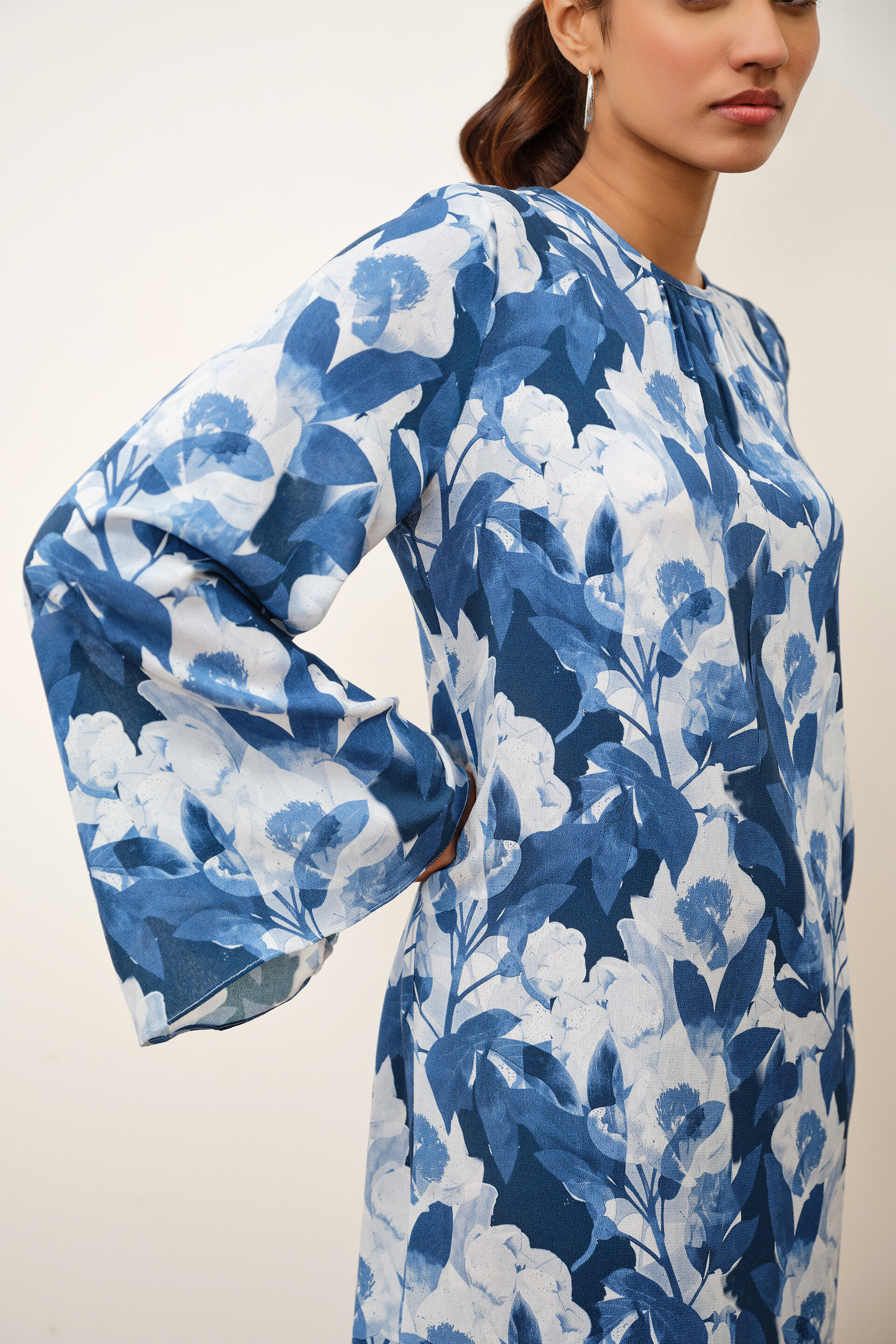 Esther Blue Printed Dress, Blue, image 4