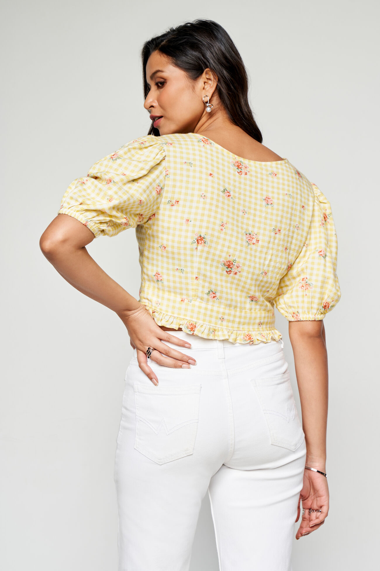 Yellow Blossom Crop Top, Yellow, image 4