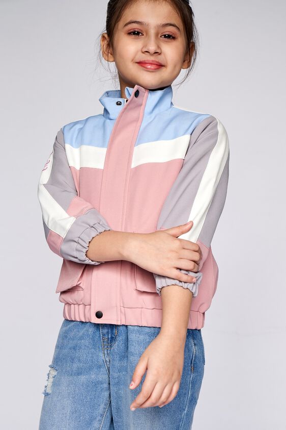 1 - Pink Colour blocked Straight Jacket, image 1