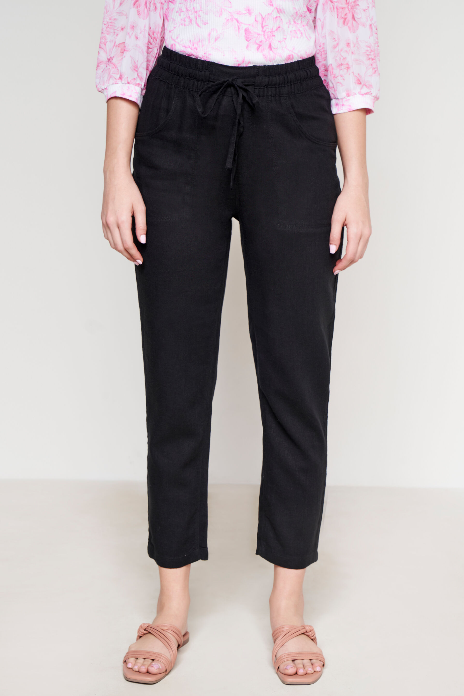 Black Linen Trouser, Black, image 1