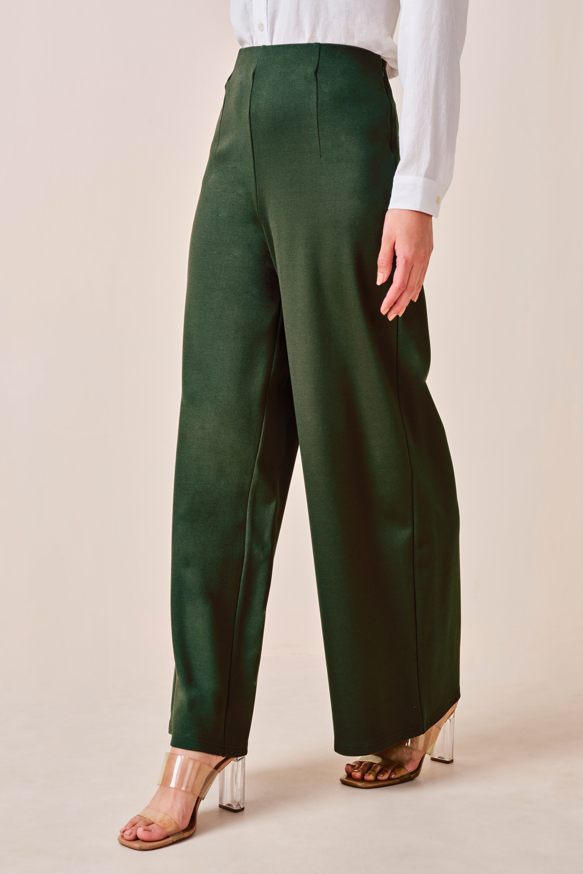Jenna Rayon-blend Trousers, Olive, image 3