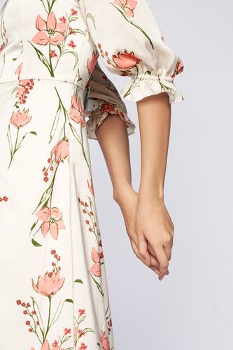5 - Cream Floral Straight Dress, image 5
