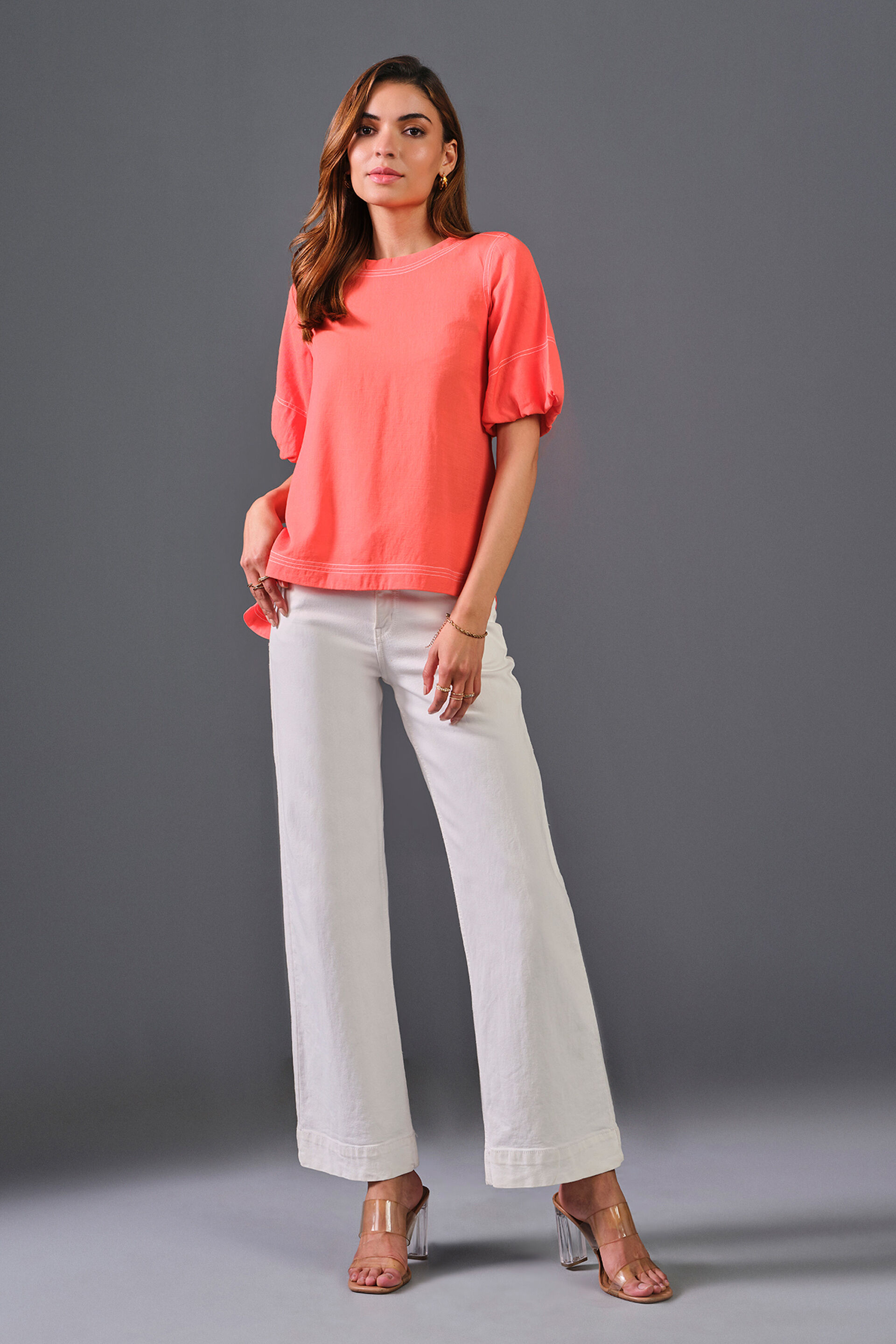 Summer Hint Rayon Top, Orange, image 2